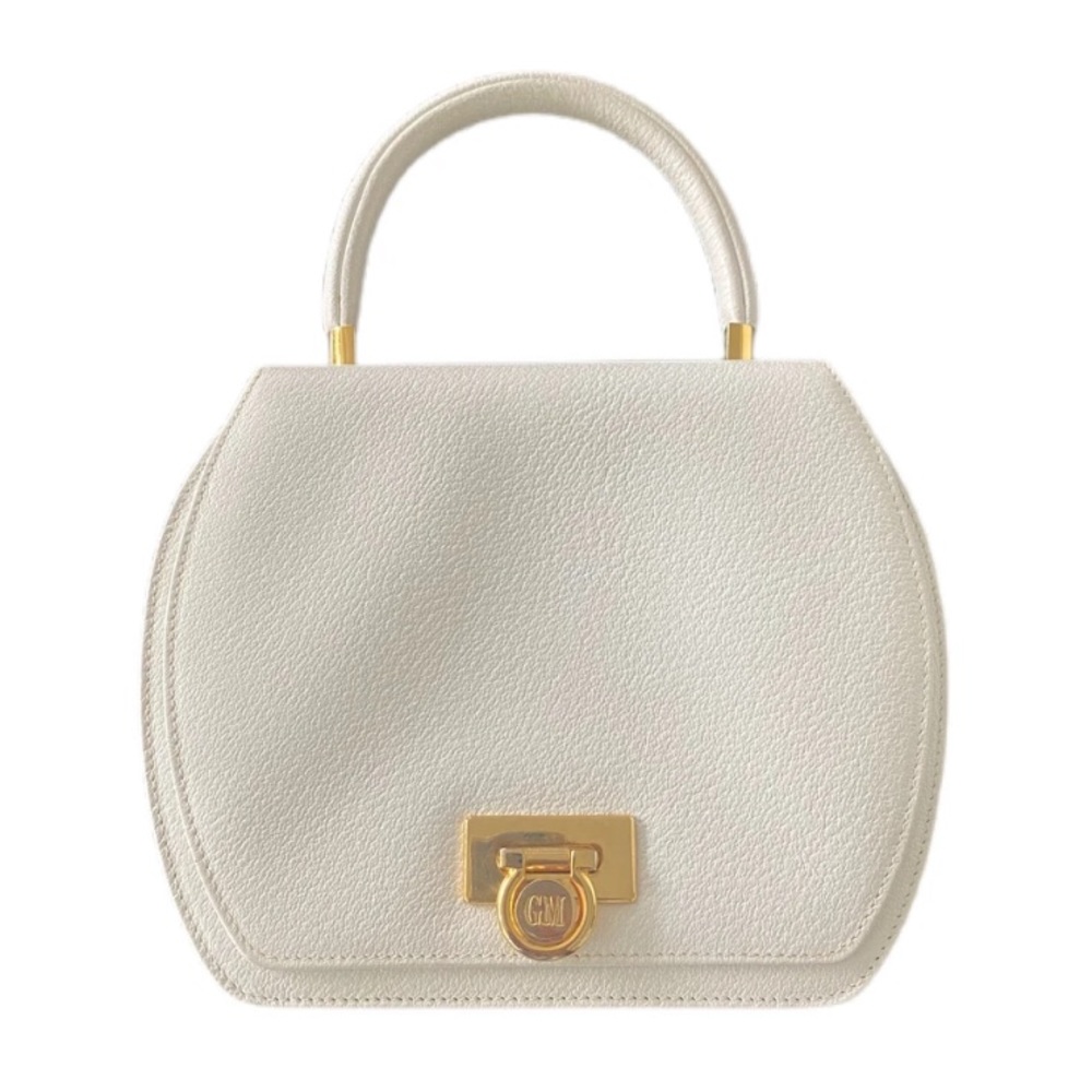 White leather handbag